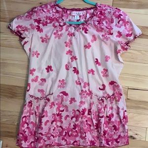 Koi pink floral medium scrub top